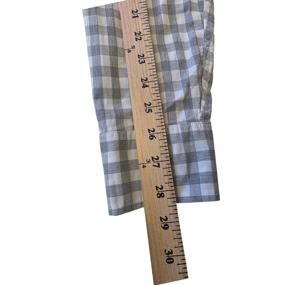J.Crew Secret Wash Shirt Mens Medium Grey Gingham Organic Cotton Stretch Classic - Picture 11 of 11